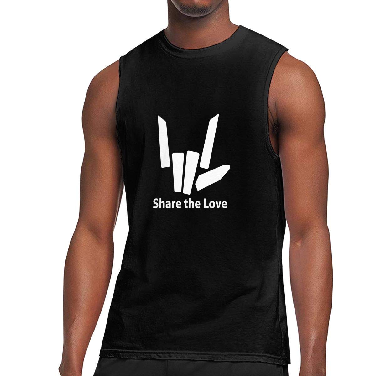 Sleeveless, Share The Love Workout S Gym Bodybuilding Black T Shirt