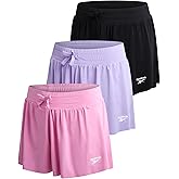 Reebok Girls Athletic Shorts - 3 Pack Lightweight Butterfly Short with Liner - Active Performance Flowy Shorts for Girls
