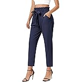 GRACE KARIN Women Work Pants, Paper Bag High Waist Bow Tie Dressy Trousers, Office Business Casual Outfits