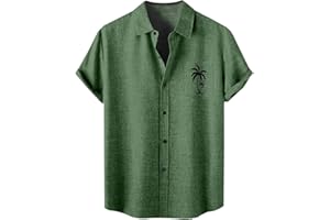 ZHUER Mens Bowling Shirts Short Sleeve Button Down 1950s Retro Rockabilly Style Hawaiian Shirts 2025 Summer Beach Tops Trendy