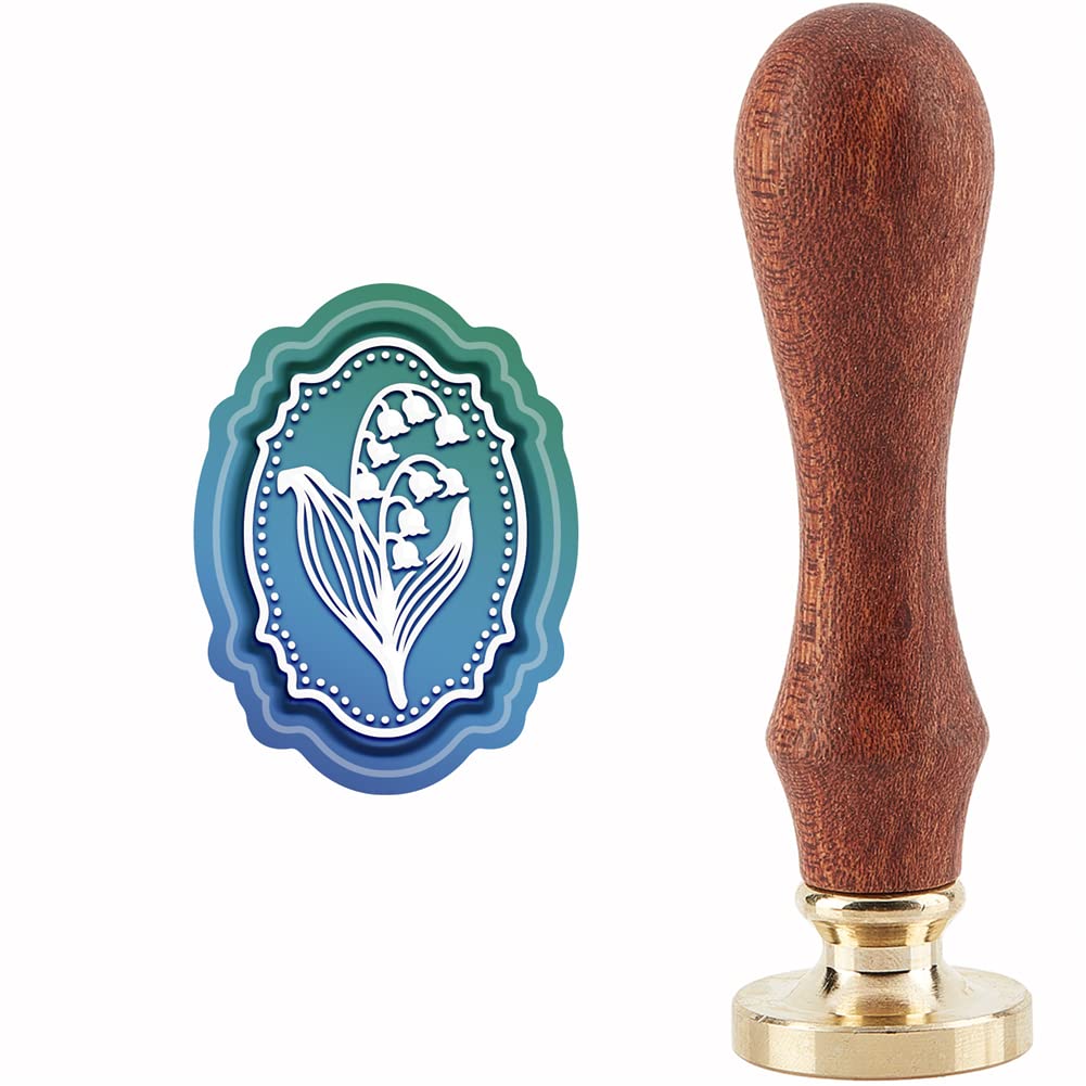CRASPIRE Wax Seal Stamp Lily of the Valley Sealing Wax Stamps Flowers Retro Vintage Removable Brass Stamp Head with Wood Handle for Wedding Invitations Halloween Christmas Thanksgiving Gift Packing