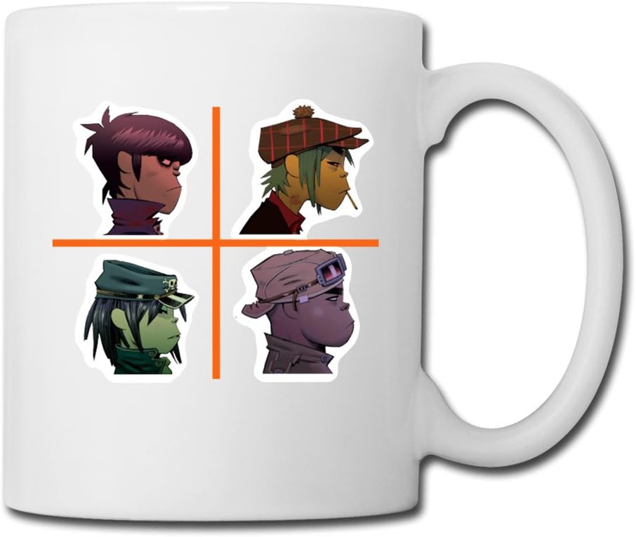 HFYEN Classic White Coffee Mug Gorillaz Demon Days Anime Cartoon Logo Cups