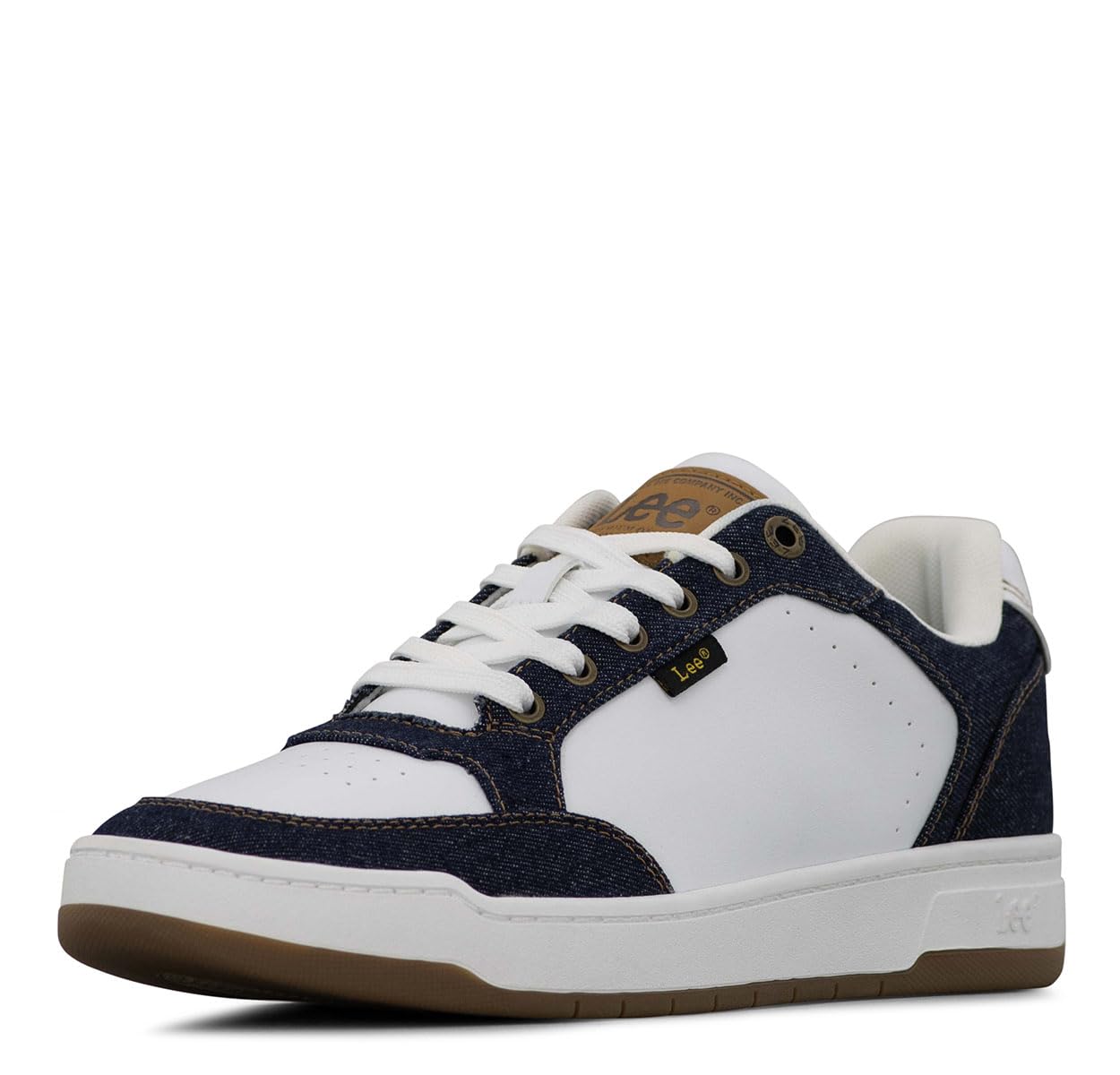 Lee | Roland Sneaker for Men | Breathable All Day Comfort with Cushioned Footbed | Everyday Men Footwear, White/Navy Denim, 11.5