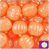 BEADTIN Orange Glow 20mm Halloween Jack O Lantern Pony Beads (24pc)