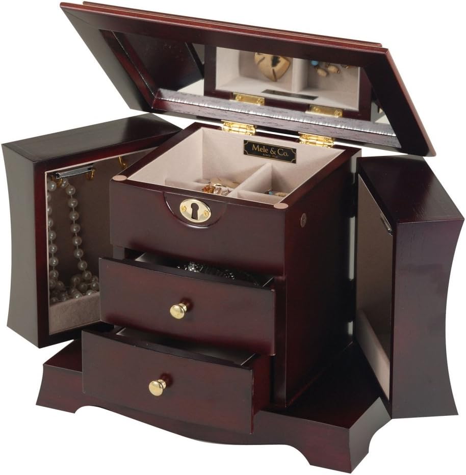 Dover Faux Key Lock Jewelry Box (Mahogany) (10"H x 6"W x 8