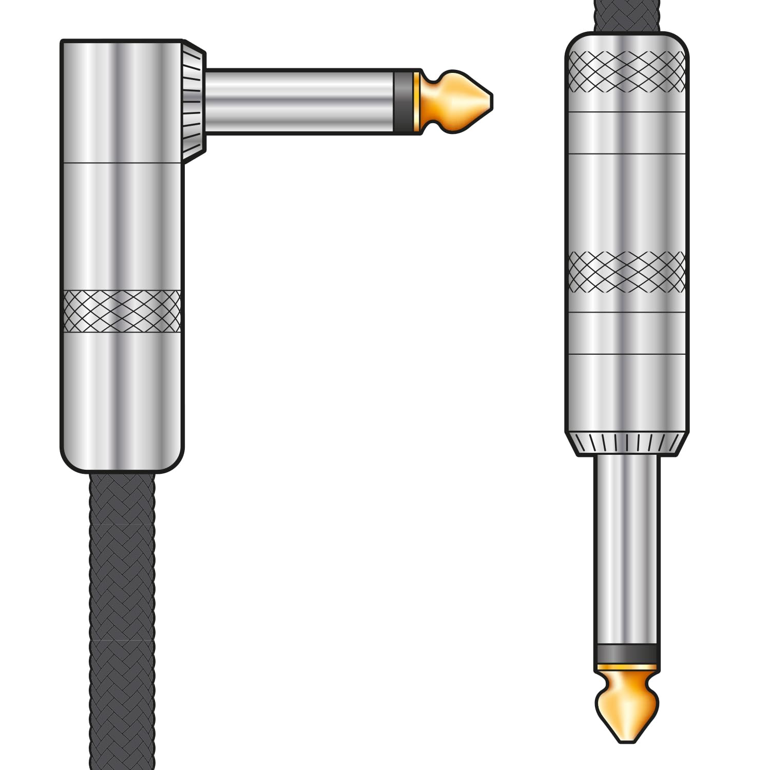 citronic Braid Guitar Lead R/A Blk 3m