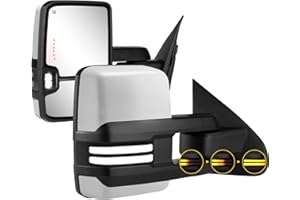 Sanooer Painted White Towing Mirrors Compatible with 2014-2018 Chevy Silverado GMC Sierra with Switchback Dynamic Turn Light Running Lights Power Glass Backup Heated Pair