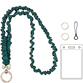 Scrunchie Teacher Lanyards for ID Badges, Long Neck Key Lanyard Straps for Women Card Holder Keychain Wallet