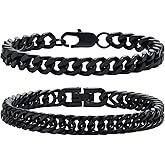 VNOX 2 Pcs Chain Bracelet for Men Women - Sturdy Stainless Steel Curb Width Cuban Link Chain Bracelet Set for Men Women,6.5/7/7.4/8.2/9 Inches