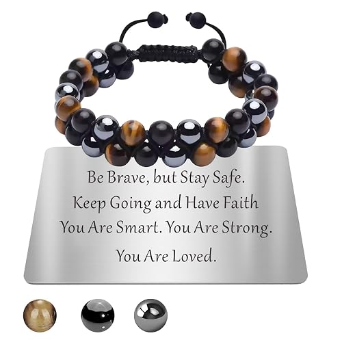 Him Tigers Eye Bracelet,Gifts for Men, Boys, Boyfriend, Husband, Dad, Grandad, Son, Uncle, Brother, Beads Bracelet Present for Birthday, Fathers Day, Christmas, Valentines Day