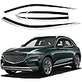 AUTOCLOVER Tape-On Rain Guards Window Visors 6 Pcs Set for Genesis GV70 2021 2022 2023 2024 2025/ Window Deflectors, Out-Channel Vent Shades (Chrome Line Black)