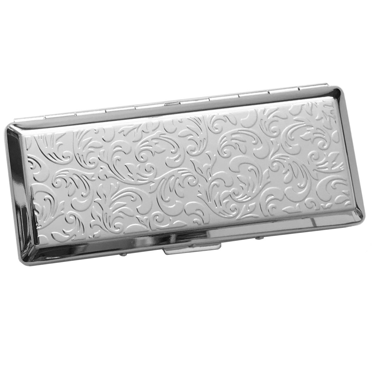 SILBERKANNE Cigarette Case Cigarette Case Filigree Double-Sided 4.6 x 10.8 cm Silver Plated for Men and Women