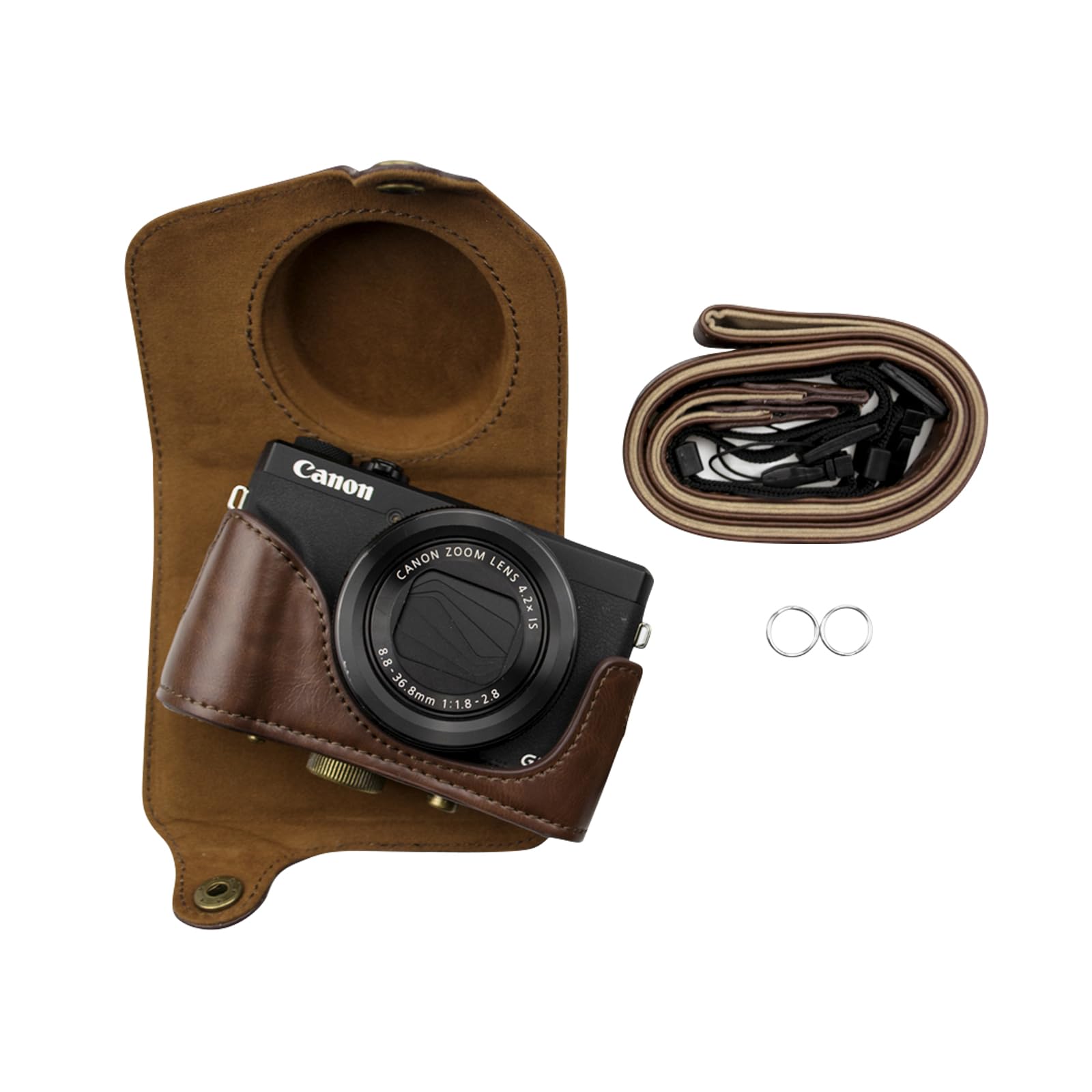 kinokoo Case for Canon PowerShot G7X G7X II G7X III Camera - PU Leather Protective Case Compatible for G7X G7X Mark II Mark III Camera Bag with Shoulder Strap - Coffee