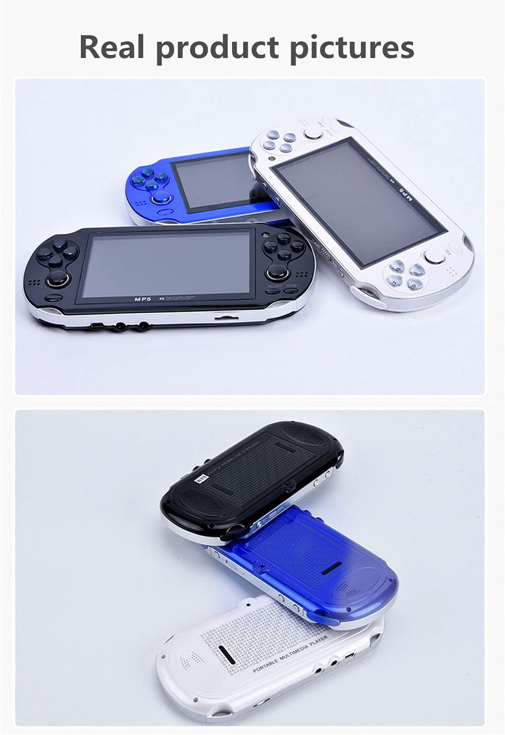 CZT Handheld Game Console 4.3 inch Double Joystick 8GB Build in 2200 Retro Game Video Game Console Arcade Multiple Emulator Mini Portable Game Player MP3/4 TV Out Gifts for Children/Men(Black)