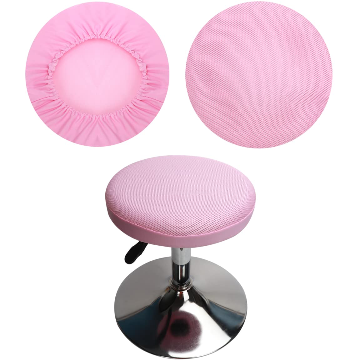 HuaLiSiJi Round Stool Covers Round Bar Stool Covers, Washable Easy Care Mesh Breathable, for 12-15.7in/30-40cm Round Stool Diameter (1, Pink) — image 1