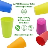 WAIZHIUA 27-Piece 260ml Plastic Cups 9 Colors Reusable Tumblers Set 27 pcs view 2
