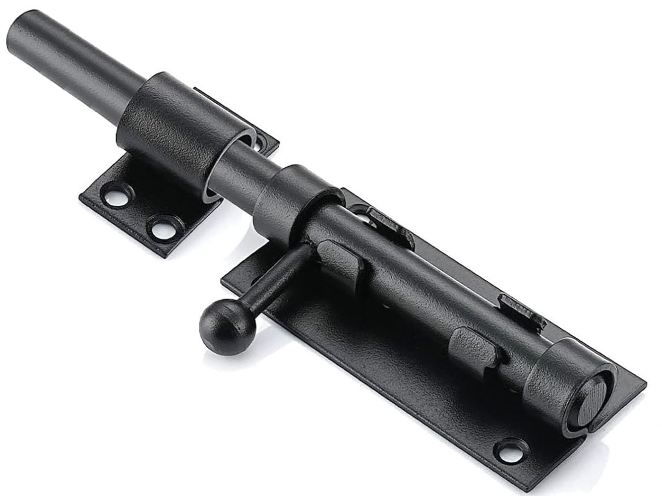 Litensh Heavy Duty Sliding Gate Latch Bolt Door Lock with Padlock Hole, 304 Stainless Steel Safety Barrel Gate Bolt Latch, 12mm Dia. Black (196MM Black) — image 1