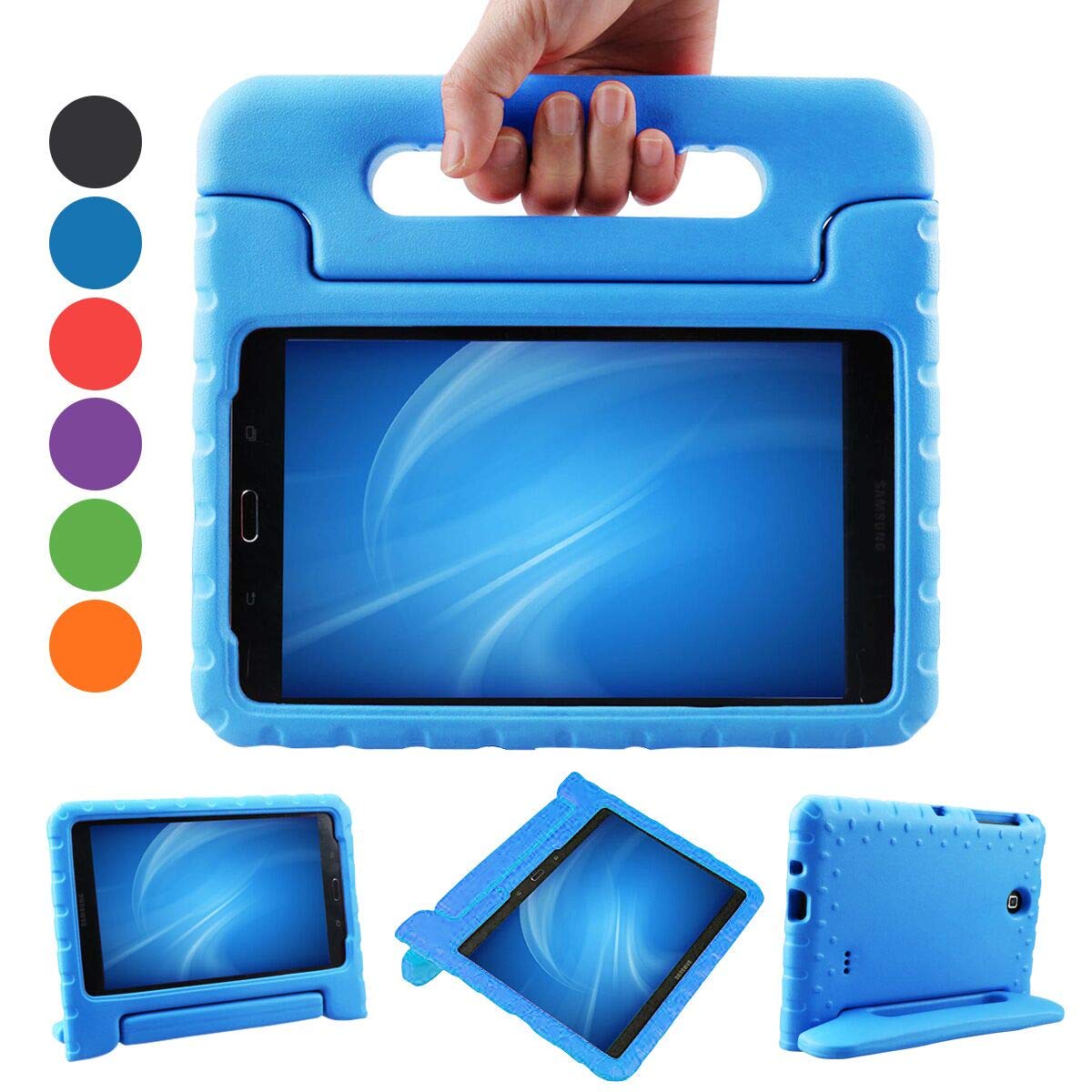 XKTTSUEERCRR Kids Case for Samsung Galaxy Tab 4 8.0-inch, EVA Shockproof Lightweight Portable Stand Hand Shell Cover for Samsung Galaxy Tab 4 8.0" Tablet (SM-T330 SM-T331 SM-T335) (Blue)