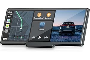 Topexplore 9.26'' Carplay Screen for Car with 2.5K Dash Cam and 1080P Backup Camera Portable Wireless Android Auto Screen GPS Navigation Mirror Link Voice Control Hands-Free for iOS 11+ Android 11+