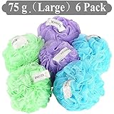 JCMASTER Bath Shower Sponge Mesh Pouf, 75g Large Shower Sponge Pouf Apply Massive Soapy, 6 Pack