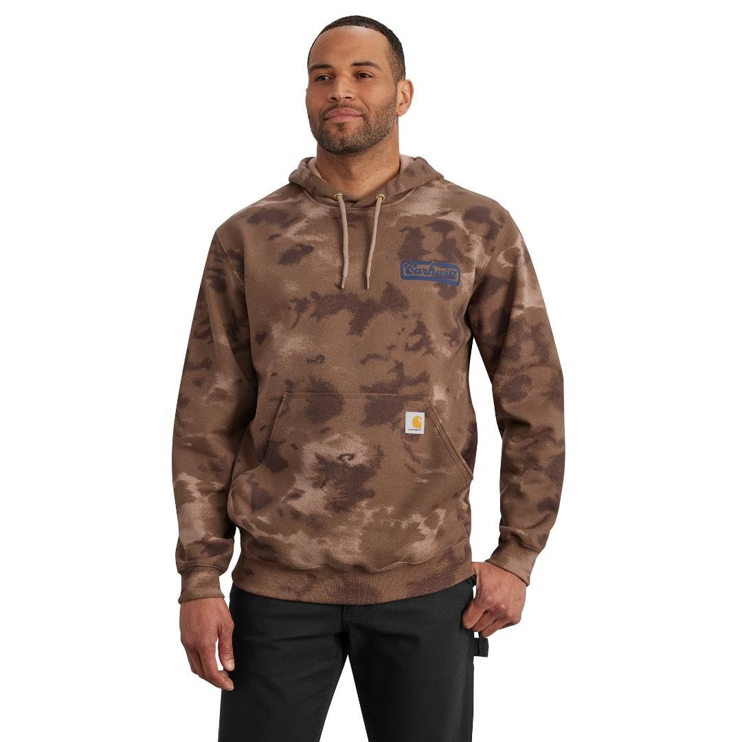 Carhartt Men’s Loose Fit Midweight Watercolor Camo Graphic Sweatshirt, Soft Sepia Cloud Camo, X-Large Tall