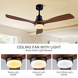 BOJUE 52 Inch Ceiling Fans with Lights and Remote