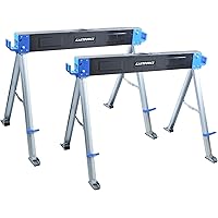 KASTFORCE Folding Sawhorse 2200 lb /1000kg capacity Heavy Duty Jobsite Table Stand with Folding Legs Twin Pack KF3005