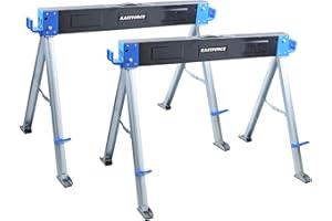 KASTFORCE Folding Sawhorse 2200 lb /1000kg capacity Heavy Duty Jobsite Table Stand with Folding Legs Twin Pack KF3005