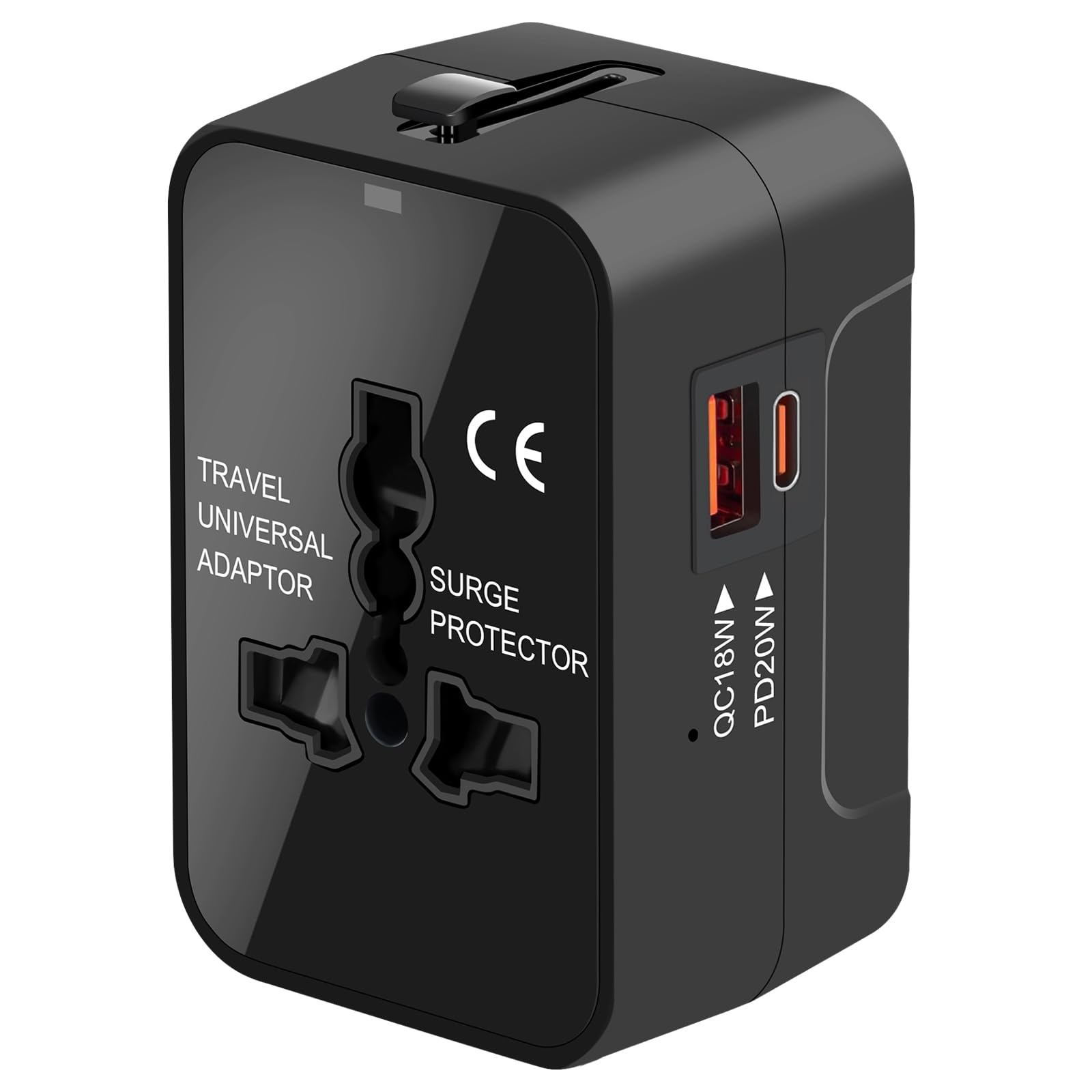 Photo 1 of Universal Travel Adapter Worldwide, GaN Fast Charging with PD 3.0 USB-C & USB-A Quick Charge Ports, All-in-One International Power Plug Adapter Converter AC Wall Charger for Europe USA UK AUS Black