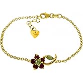 Galaxy Gold GG 0.87 CTW 14k Solid Gold Flower Bracelet Ruby Peridot