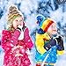 MCTi Kids Mittens Waterproof Winter Ski Warm Sherpa Lined Long Cuff with String Blue XS
