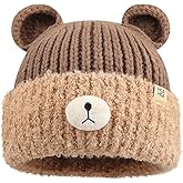 Crochet Beanie Bear Ear Cute Shape Knitted Hats Warm Plush Slouchy Winter Hat Skin-Friendly Fuzzy Animal Skull Cap
