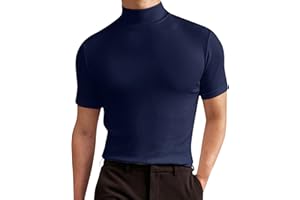CLOUDMALL Men's Fashion Long/Short Sleeve Turtleneck Slim Fit Pullover Tops Thermal Shirts