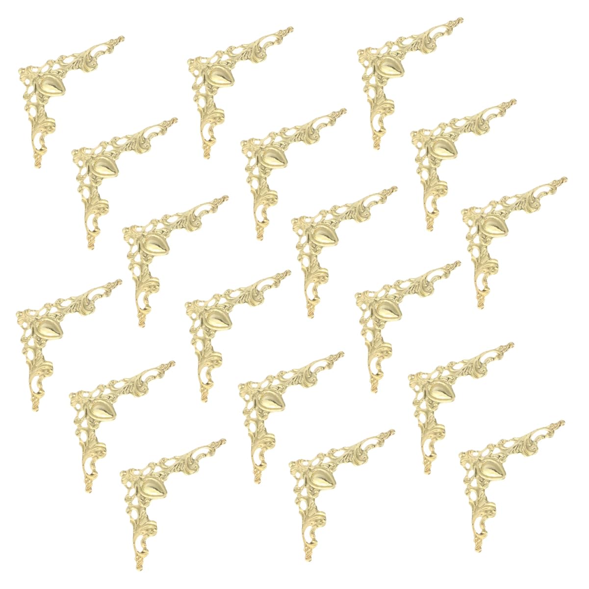 ieron 30 Pcs Vintage Antique Bronze Decorative Box Corners Protectors Metal Book Corner, Retro Edge Cover Flat Protector DIY Accessories for Furniture Cabinet Wooden Box(Gold)