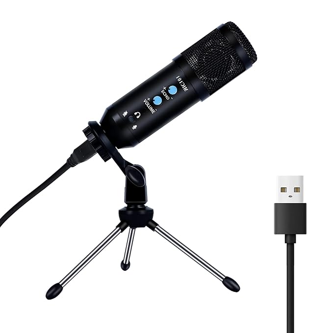 USB Condenser Microphone,Noise Cancelling Microphone Kit, Use for Recording,Studio,Streaming