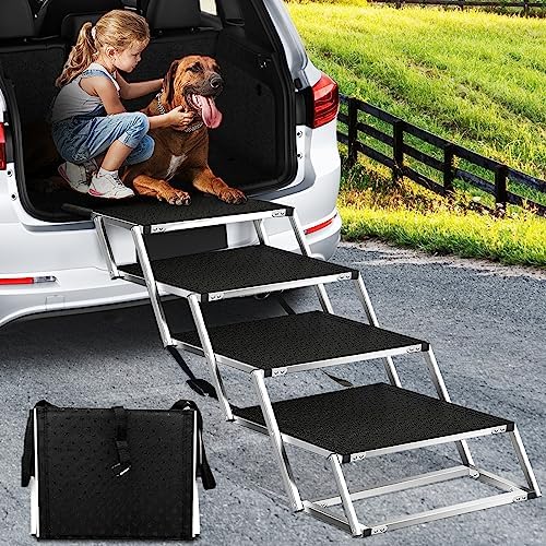 Dog Ramp Extra Wide Dog Car Stair for Large Dogs,Portable Folding Pet