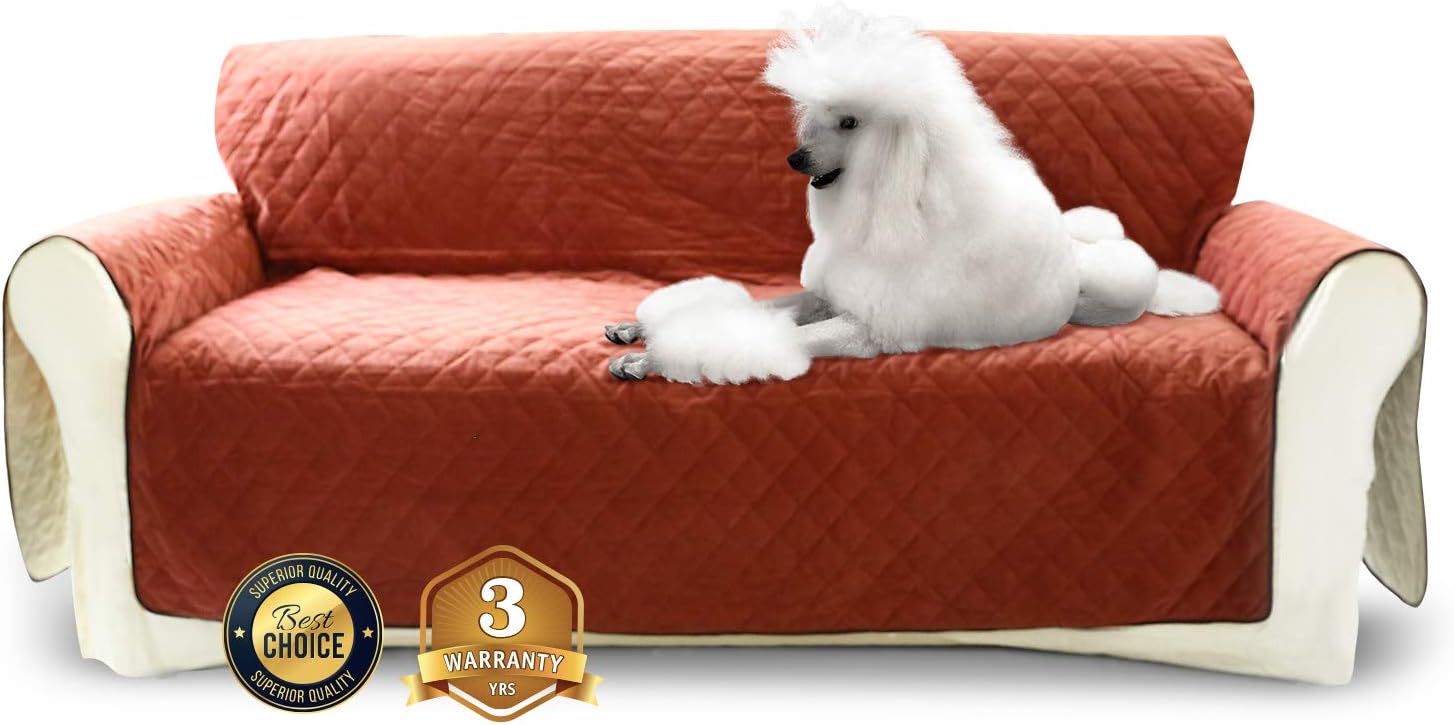 Sofa Cover for Dogs - Dog Couch Cover - Color Options - Waterproof Sofa Cover - 5 Pockets Silicone - Non-Slip Bottom - Anchors - Adjustable - Velvet Pet Furniture Protector 3yr Warranty (Wine) : Pet Supplies