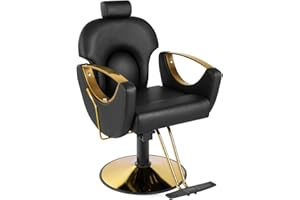 V VDLONSY Barber Chair Salon Chair Hydraulic Adjustable Headrest 360 Degree Swivel for Barbershop Hair Salon Equipment for Hair Stylist Black Gold