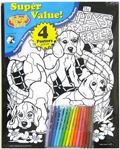 Velvet Fun Coloring Art with Markers ~ Puppies (Puppies 4 Sale, Take Me Home, Puppy Love, Tug-o-War) by Velvet Fun