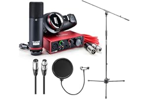 Focusrite Scarlett Solo Studio 3rd Gen USB Audio Interface Bundle with Boom Stand, XLR Cable and Pop Filter (4 Items)