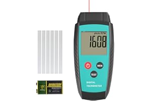 KOPARNEED Non Contact RPM Tachometer with Large LCD Display for Precision RPM Measurement, 10 to 99,999 RPM Laser Photo Digital Tachometer RPM Gauge Meter with Reflection Tapes, MAX/MIN/LAST and Memory Function