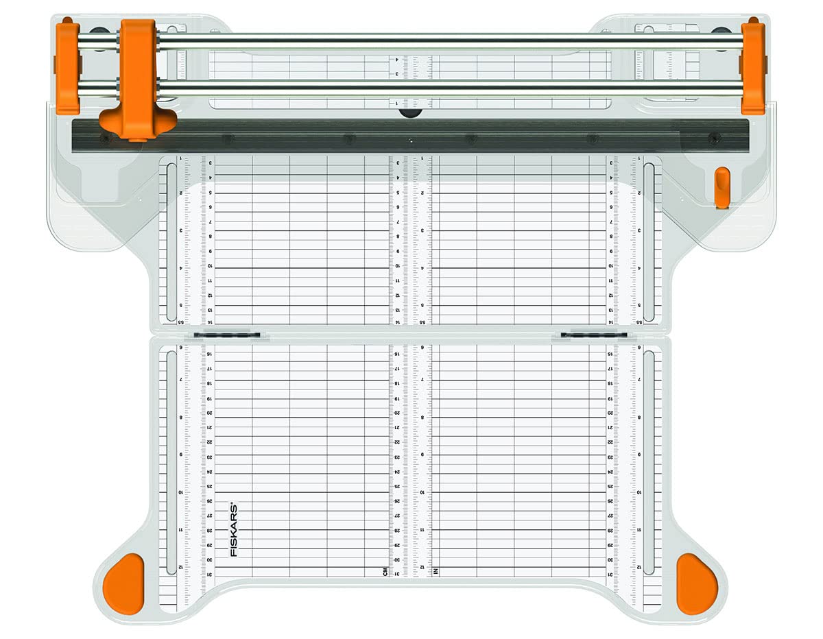 Fiskars ProCision Paper Trimmer ร 45 mm, 30 cm - A4, With Double Guide Rail System, Orange/White, 1015748
