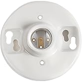 Saysurey 1 Pcs Light Socket E26 Porcelain Keyless Ceiling Bulb Fixture | UL Listed Keyless Ceiling Lampholder, 660W 250V Rated, Medium Base for Light Fixtures, Works with Incandescent Bulbs