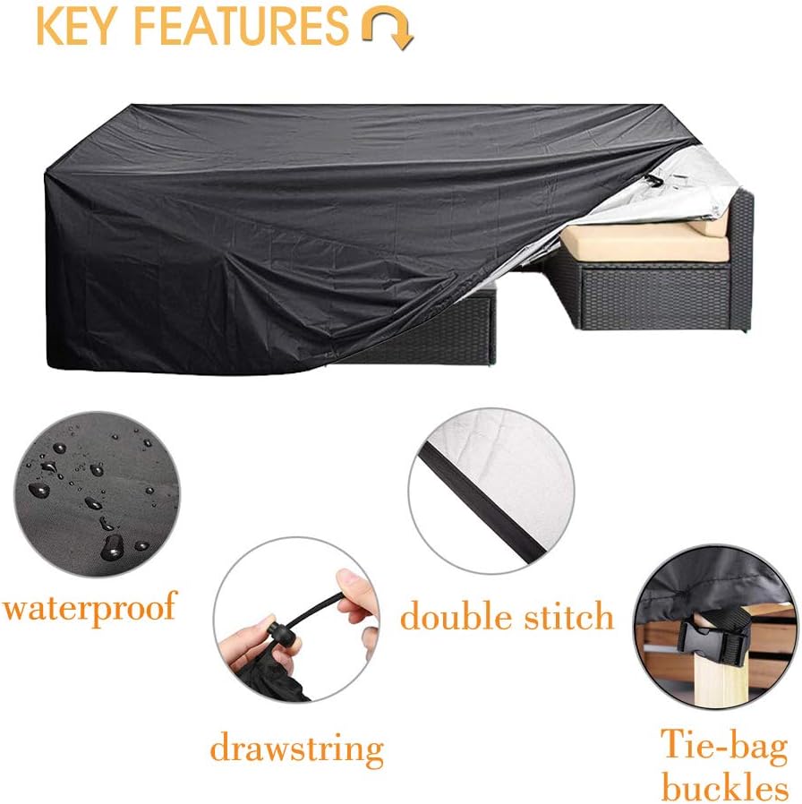 Oslimea Patio Furniture Cover Super Large Outdoor Sectional Furniture Set Cover, Table Chair Sofa Covers, Waterproof Dust Proof Anti UV/Wind Protective Cover (124"x63"x29"Furniture Set Cover): Furniture & Decor