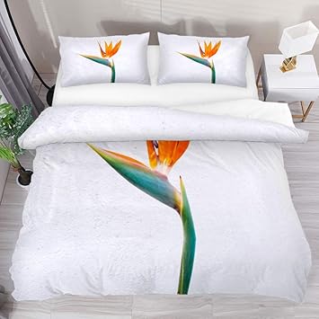 Amazon Com Bedding Set Orange Birds Of Paradise Flower Duvet