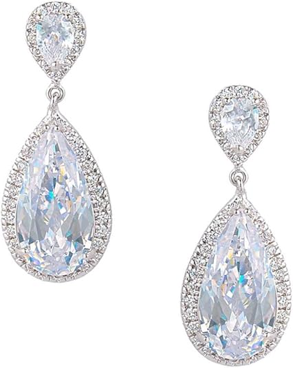 EVER FAITH Ohrringe Blume Zirkonia - Elegante Silber Ohrringe 3,5 Cm