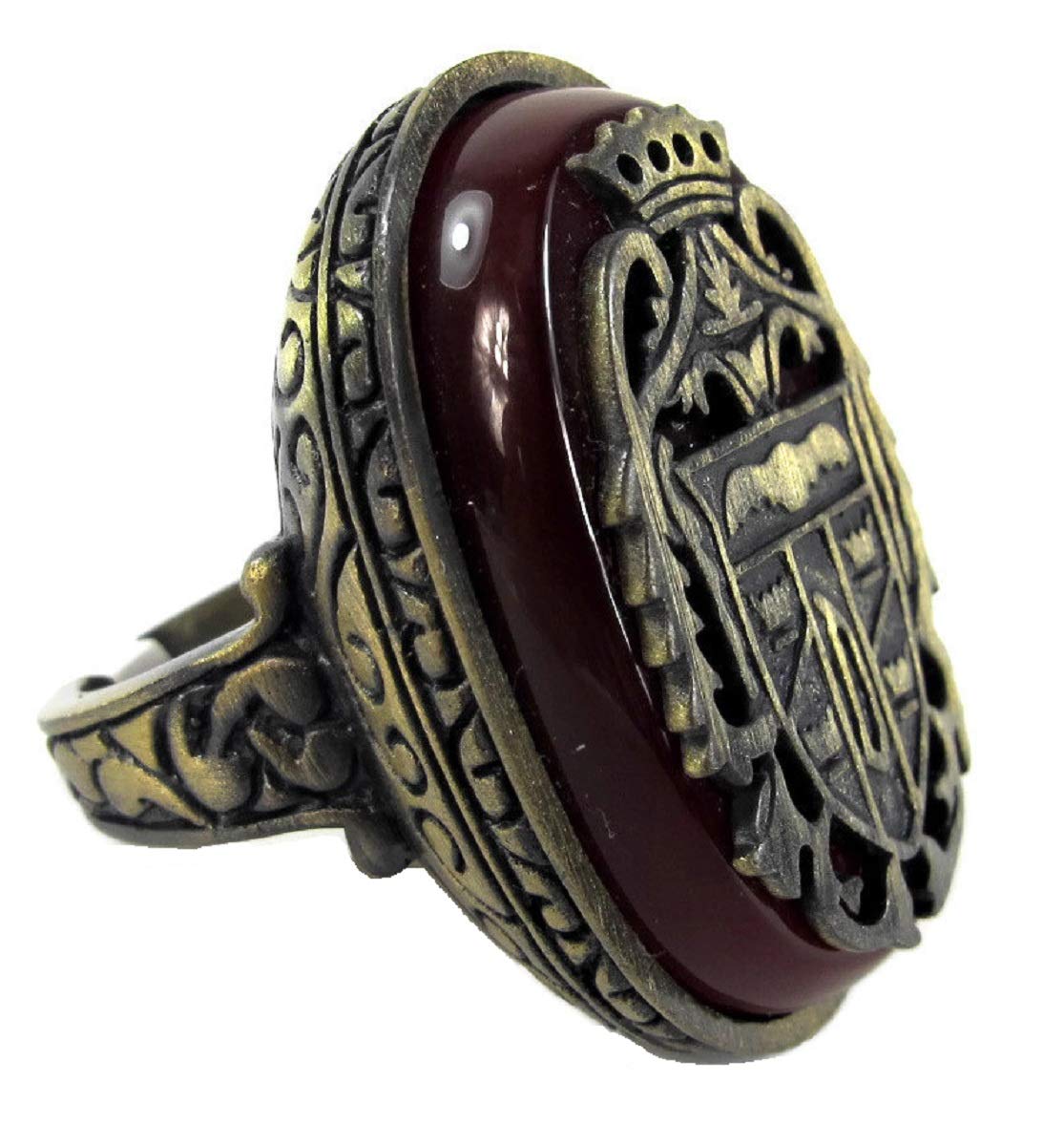 costumebaseDracula Crest Ring Carnelian Bloodstone Antique Gold/Silver