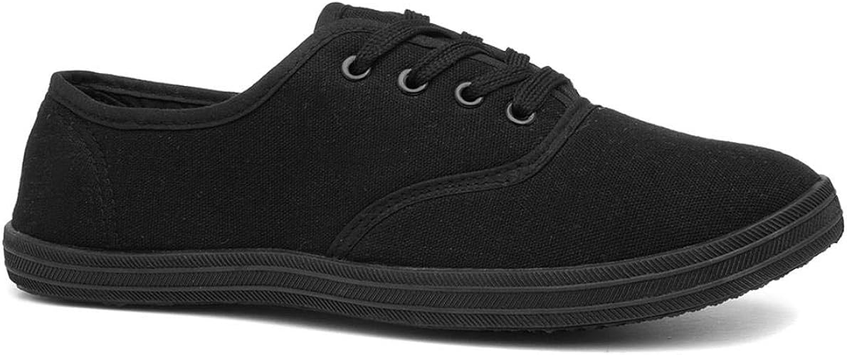 black canvas lace up shoes