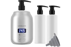 LINBEAUTI Massage Oil Warmer with Two Oil Bottle Dispenser, Lotion Bottle Warmer, Smart Touch Key Electric Warm Lotion Dispenser, Lube Gel Cream Warmer for Home Pro Salon Spa Massage (silver)
