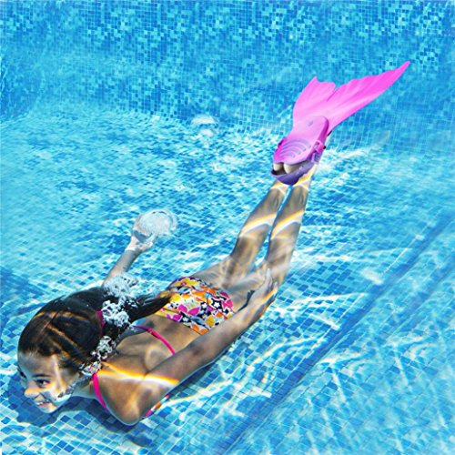 Chezaa Mermaid Mono Fin Swimming Mermaid Flipper Tails for Girls Kids with Monofin (Pink)